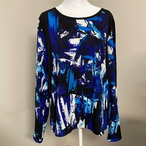 Silky abstract print blouse